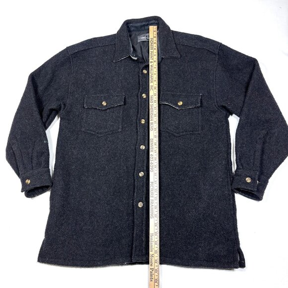 VTG 90s Outdoor Exchange Black Wool Flannel Heavy Shirt Jacket Shacket Mens M/L* - Picture 9 of 9